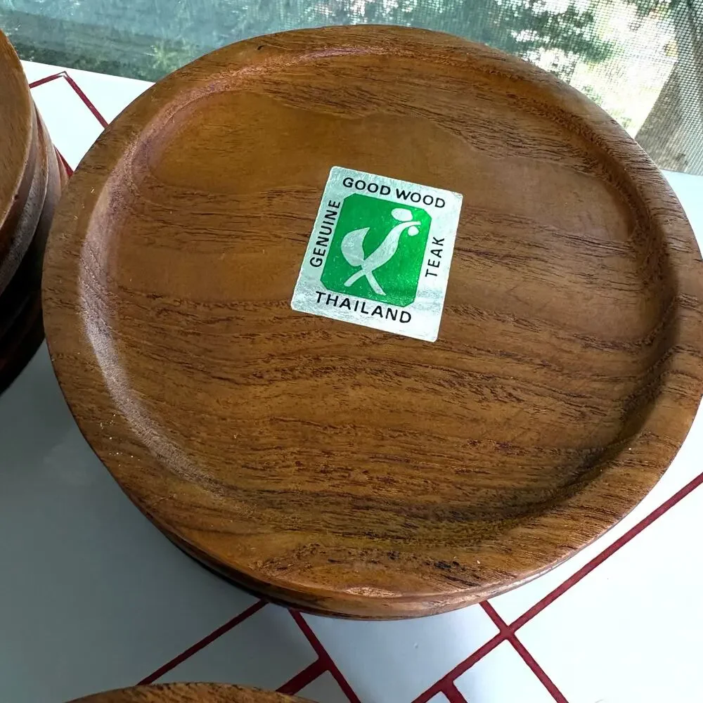 Set of 4 Vintage Thailand Teak Wood Bowls by Good Wood